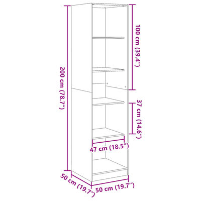 vidaXL Kledingkast 50x50x200 cm bewerkt hout sonoma eikenkleurig