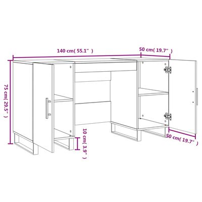 vidaXL Bureau 140x50x75 cm bewerkt hout wit