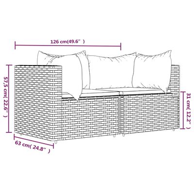 vidaXL Tuinhoekbanken met kussens 2 st poly rattan zwart