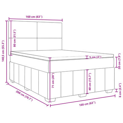 vidaXL Boxspring met matras stof crèmekleurig 160x200 cm