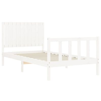 vidaXL Bedframe met hoofdbord massief hout wit 100x200 cm