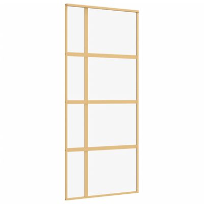 vidaXL Schuifdeur 90x205 cm helder ESG-glas en aluminium goudkleurig