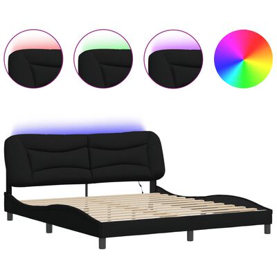 vidaXL Bedframe met LED-verlichting stof zwart 180x200 cm