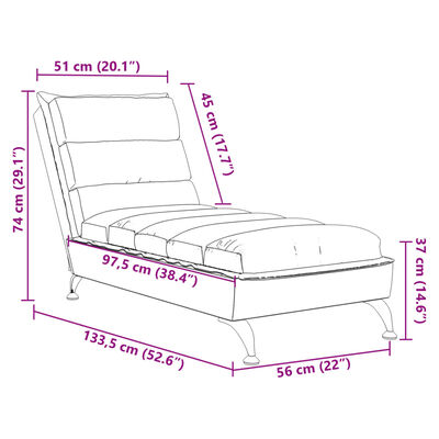 vidaXL Chaise longue met kussens stof zwart