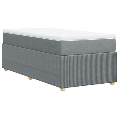 vidaXL Boxspring met matras stof lichtgrijs 90x200 cm