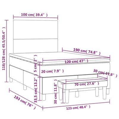 vidaXL Boxspring met matras stof crèmekleurig 120x190 cm