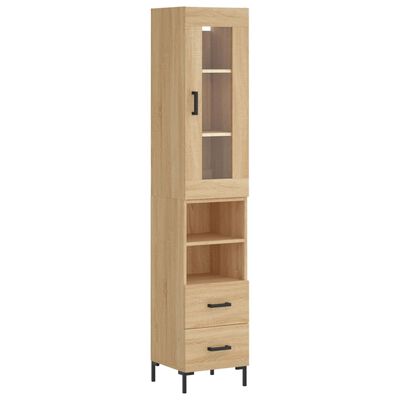 vidaXL Hoge kast 34,5x34x180 cm bewerkt hout sonoma eikenkleurig