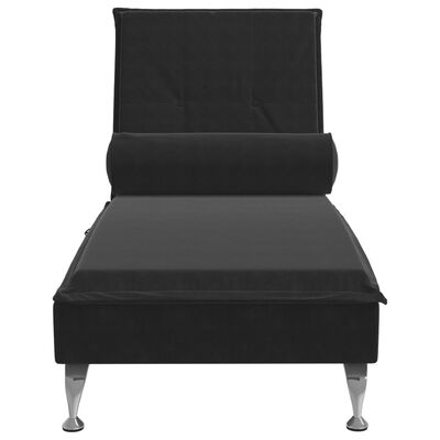 vidaXL Massage chaise longue met bolster fluweel zwart