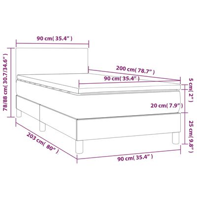 vidaXL Boxspring met matras stof lichtgrijs 90x200 cm