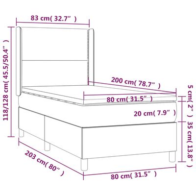 vidaXL Boxspring met matras en LED fluweel donkergroen 80x200 cm