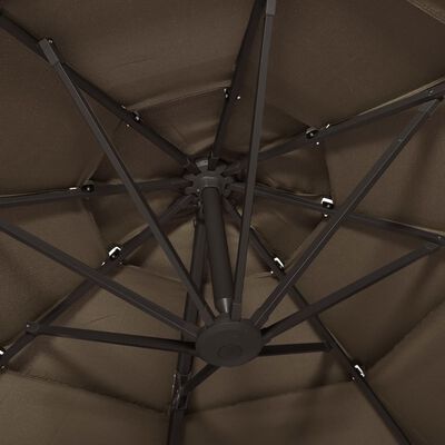 vidaXL Parasol 4-laags met aluminium paal 3x3 m taupe