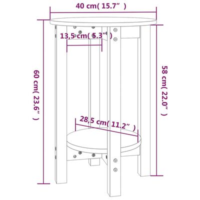 vidaXL Salontafel Ø 40x60 cm massief grenenhout grijs