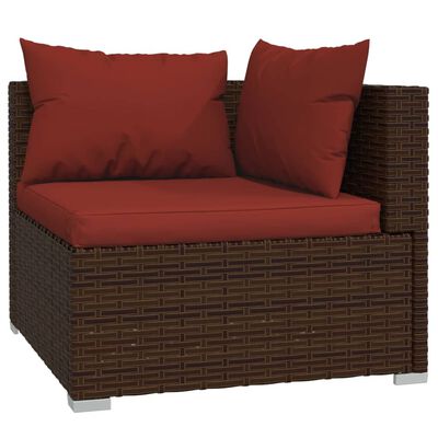 vidaXL 7-delige Loungeset met kussens poly rattan bruin