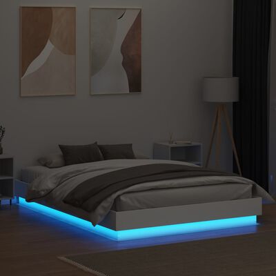 vidaXL Bedframe met LED-verlichting wit 160x200 cm