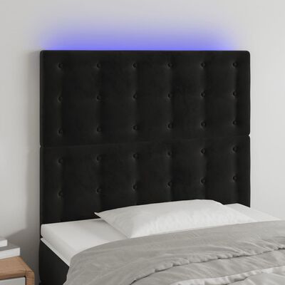 vidaXL Hoofdbord LED 100x5x118/128 cm fluweel zwart