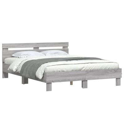 vidaXL Bedframe met hoofdeinde bewerkt hout grijs sonoma 140x200 cm