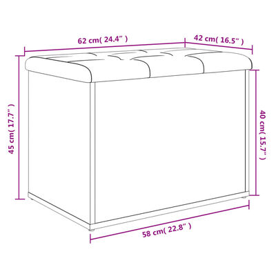 vidaXL Opbergbankje 62x42x45 cm bewerkt hout bruin eikenkleur