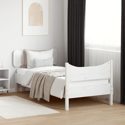 vidaXL Bedframe zonder matras massief grenenhout wit 90x200 cm