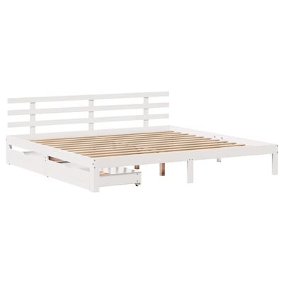 vidaXL Bedframe met lades massief grenenhout wit 180x200 cm