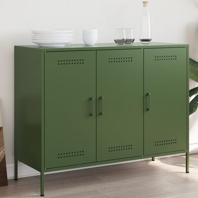 vidaXL Dressoir 100,5x39x79 cm staal olijfgroen