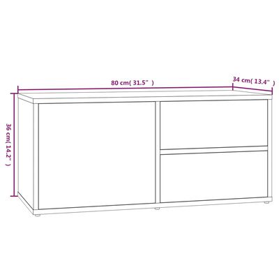 vidaXL Tv-meubel 80x34x36 cm bewerkt hout grijs sonoma eikenkleurig