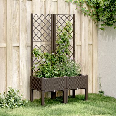 vidaXL Plantenbak met latwerk 80x40x142 cm polypropeen bruin