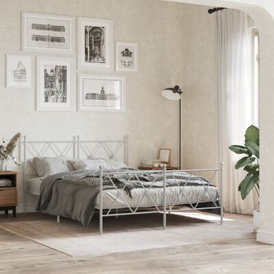 vidaXL Bedframe met hoofd- en voeteneinde metaal wit 140x200 cm