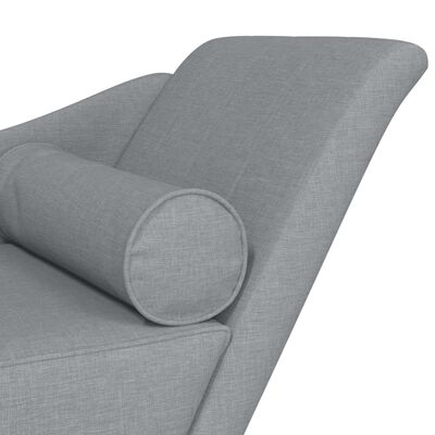 vidaXL Chaise longue met kussens stof lichtgrijs