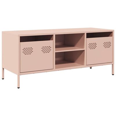 vidaXL Tv-meubel 101,5x39x43,5 cm koudgewalst staal roze