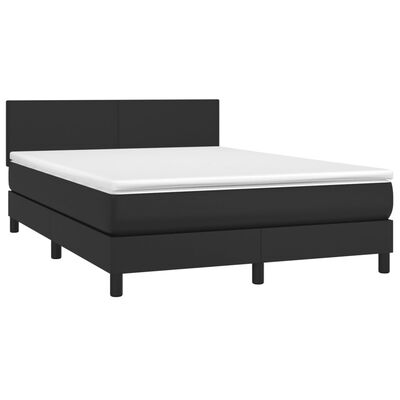 vidaXL Boxspring met matras en LED kunstleer zwart 140x200 cm