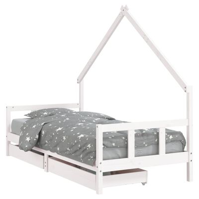 vidaXL Kinderbedframe met lades 90x200 cm massief grenenhout wit