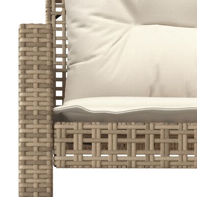 vidaXL 4-delige Loungeset met kussens poly rattan en glas beige