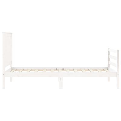 vidaXL Bedframe met hoofdbord massief hout wit 90x200 cm