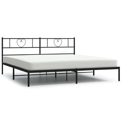 vidaXL Bedframe met hoofdbord metaal zwart 183x213 cm