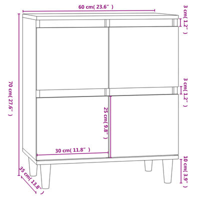 vidaXL Dressoir 60x35x70 cm bewerkt hout grijs sonoma eikenkleurig