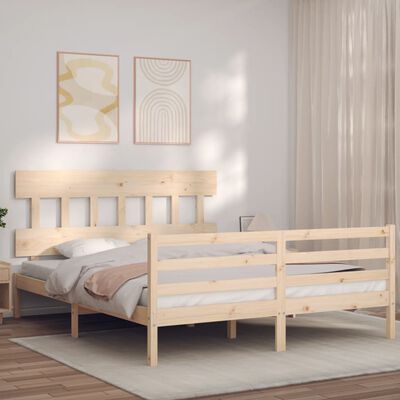 vidaXL Bedframe met hoofdbord massief hout