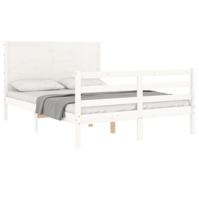 vidaXL Bedframe met hoofdbord massief hout wit