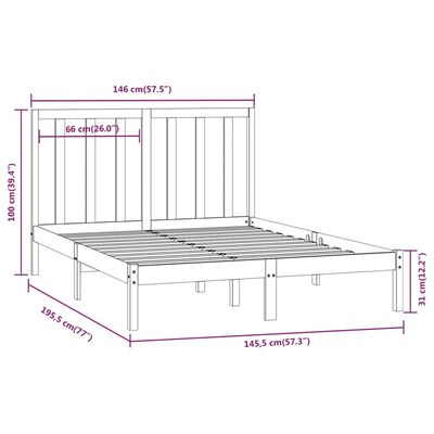 vidaXL Bedframe zonder matras massief grenenhout wit 140x190 cm