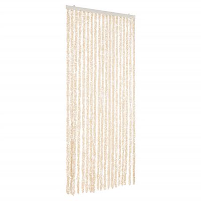 vidaXL Vliegengordijn 56x185 cm chenille beige en wit