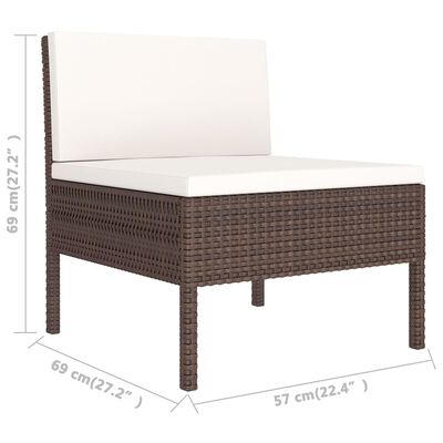 vidaXL 6-delige Loungeset met kussens poly rattan bruin