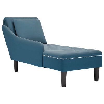 vidaXL Chaise longue met kussen en rechterarmleuning fluweel blauw