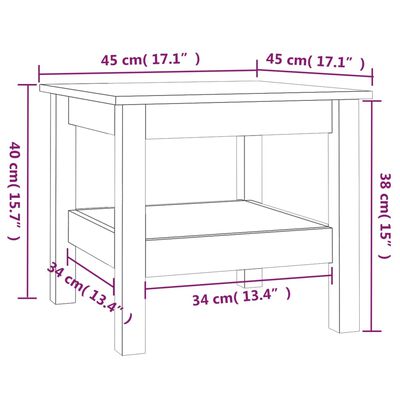 vidaXL Salontafel 45x45x40 cm massief grenenhout wit