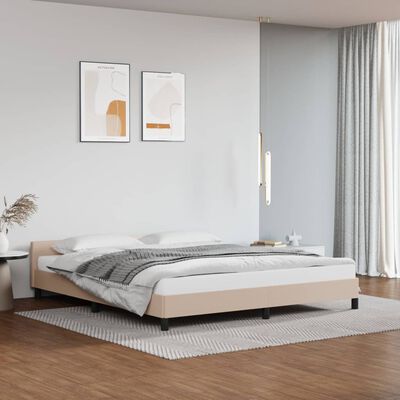 vidaXL Bedframe met hoofdbord kunstleer cappuccinokleurig 180x200 cm