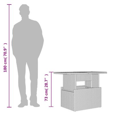 vidaXL Tuintafel 100x55x73 cm poly rattan en acaciahout zwart