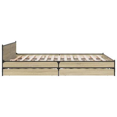 vidaXL Bedframe met lades bewerkt hout sonoma eikenkleurig 200x200 cm