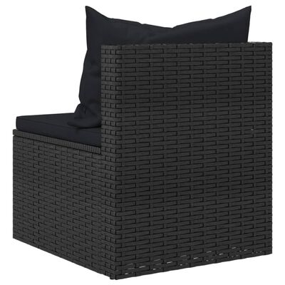 vidaXL Tuinmiddenbanken met kussens 2 st poly rattan zwart