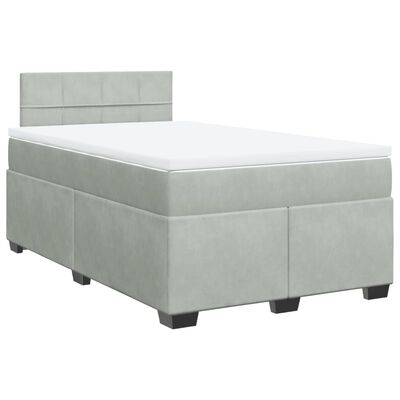 vidaXL Boxspring met matras fluweel lichtgrijs 120x190 cm