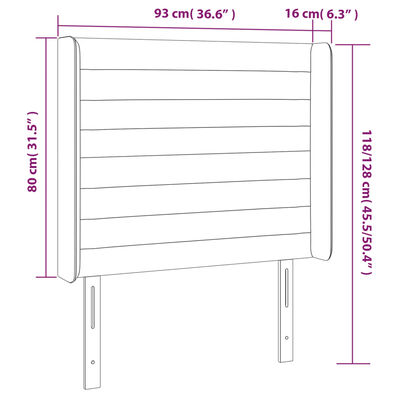 vidaXL Hoofdbord met randen 93x16x118/128 cm stof crèmekleurig