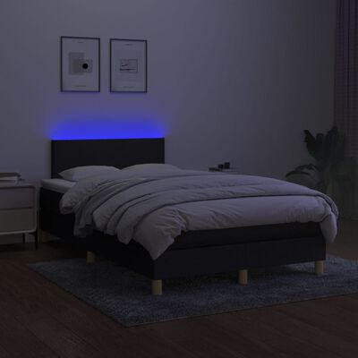 vidaXL Boxspring met matras en LED stof zwart 120x200 cm