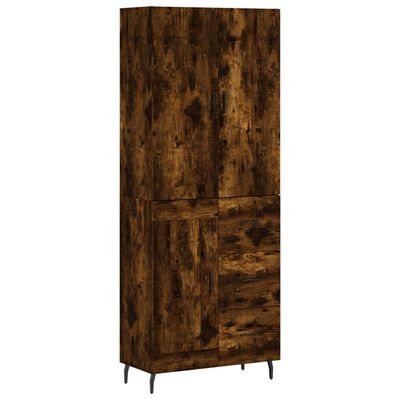 vidaXL Hoge kast 69,5x34x180 cm bewerkt hout gerookt eikenkleurig